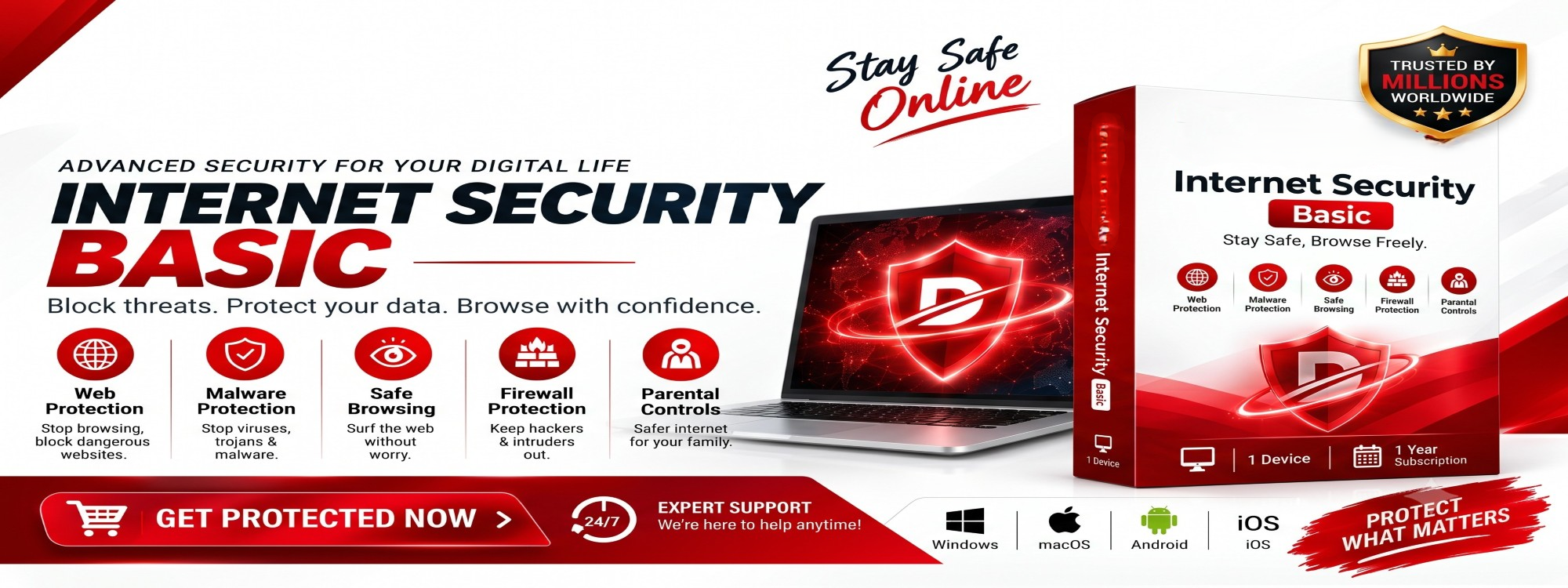 Cyber Shieldora Internet Security Basic - Block Threats & Protect Data